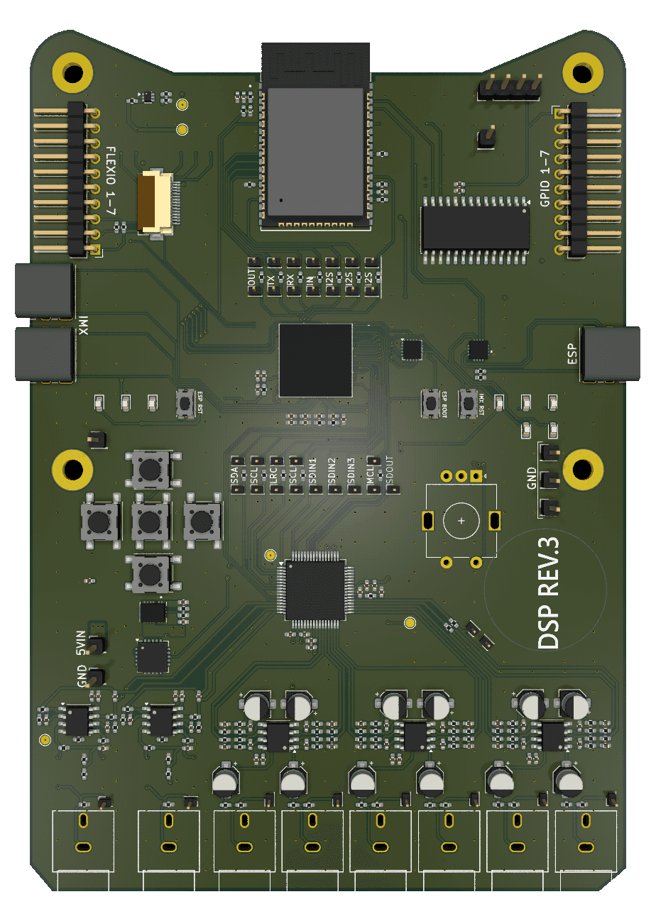 Top-side board render for DSP Rev 3.