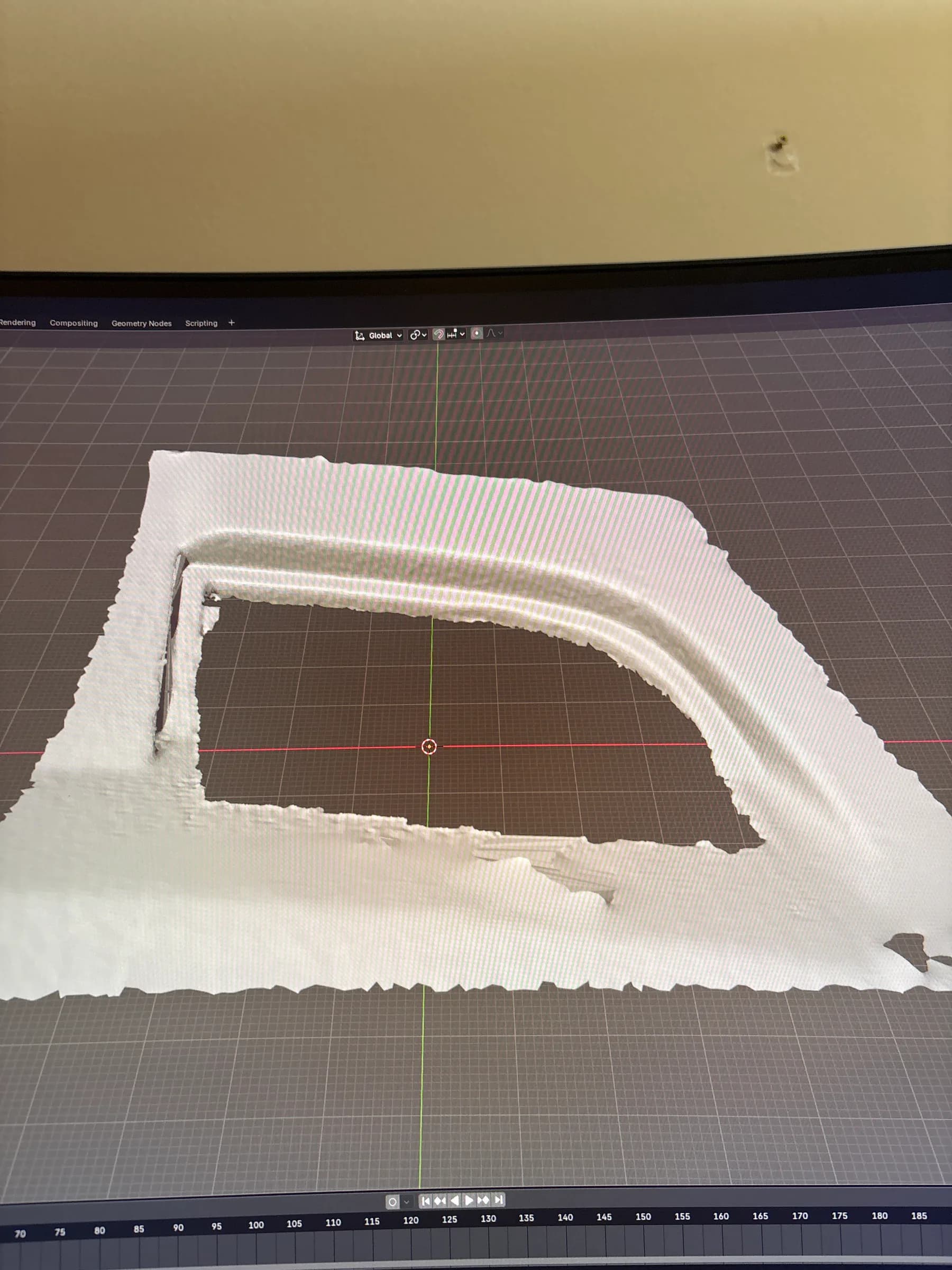 Raw 3D scan of the factory tweeter pocket shown in Blender.